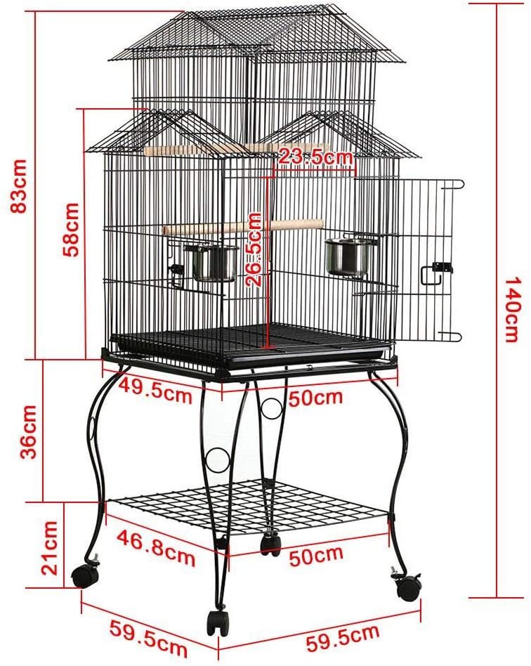  Yaheetech Jaula para Pájaros Jaula Metálica con Soporte Ruedas … 