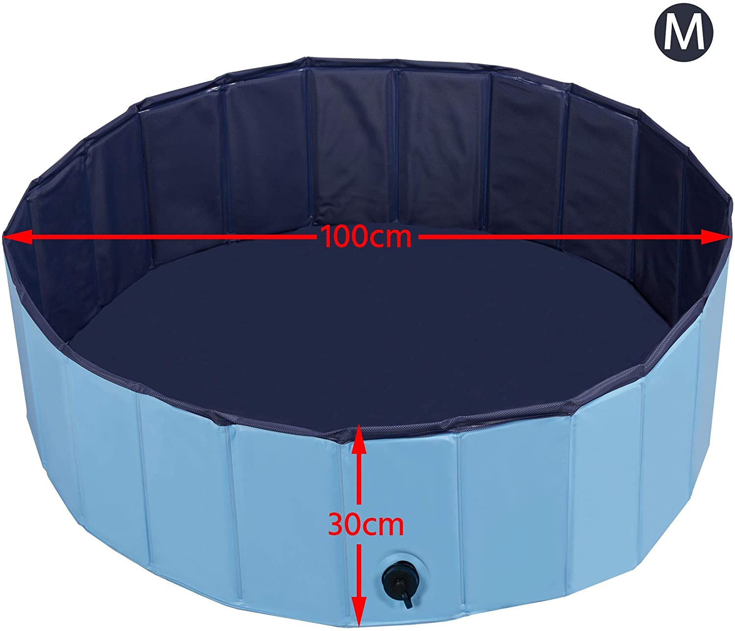  Yaheetech Piscina para Perros Bañera Plegable Mascota Piscina de Baño Ducha Diferentes Tamaños M/L/XL/XXL Azul M : 100 x 30 cm 