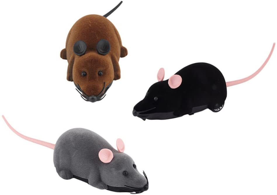  YeahiBaby Ratón de Control Remoto Eléctrico Juguete para Gatos Perros Mascotas Regalo de Niños Oído Blanco Gris 