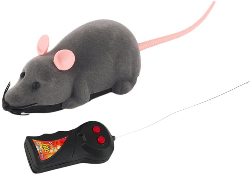  YeahiBaby Ratón de Control Remoto Eléctrico Juguete para Gatos Perros Mascotas Regalo de Niños Oído Blanco Gris 