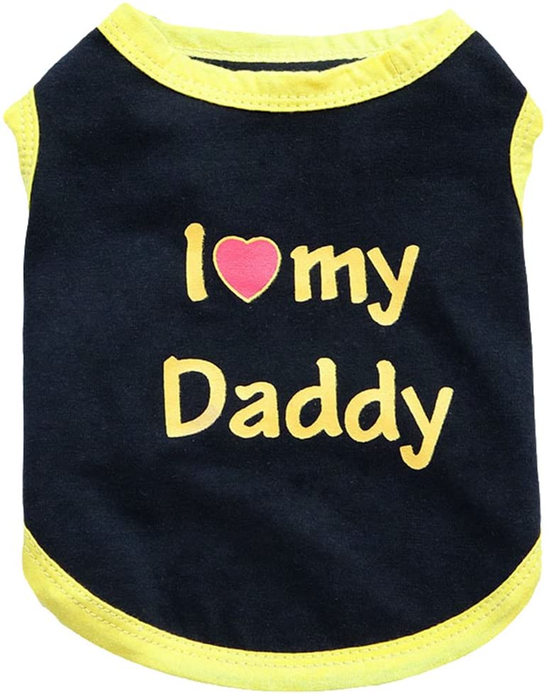  YiJee Lindo Chaleco Ropa para Mascotas Perro Suave Perrito Camiseta de Algodón Amarillo Mommy S 