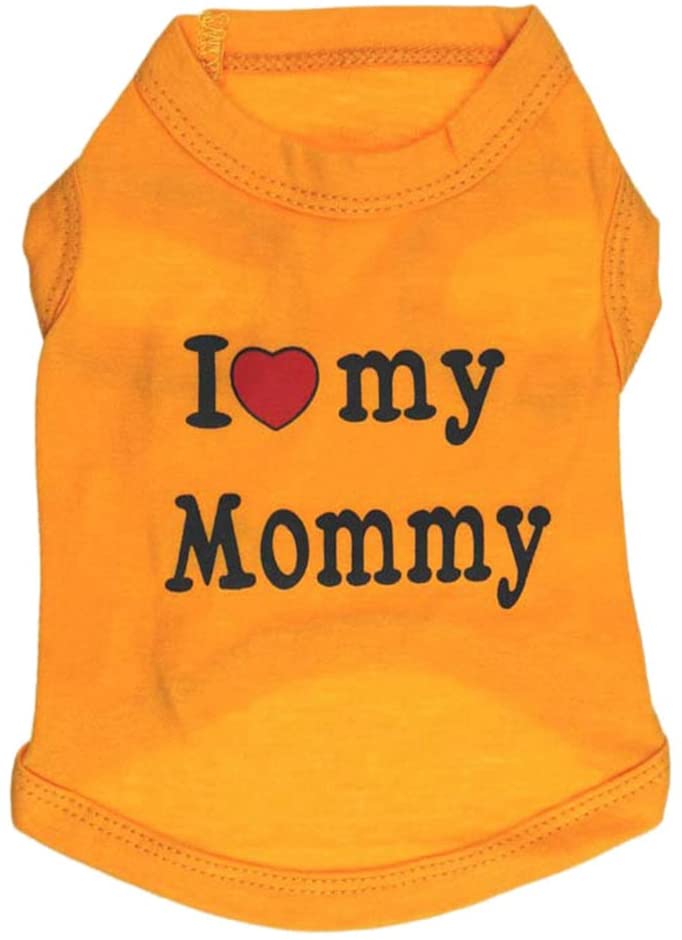  YiJee Lindo Chaleco Ropa para Mascotas Perro Suave Perrito Camiseta de Algodón Amarillo Mommy S 