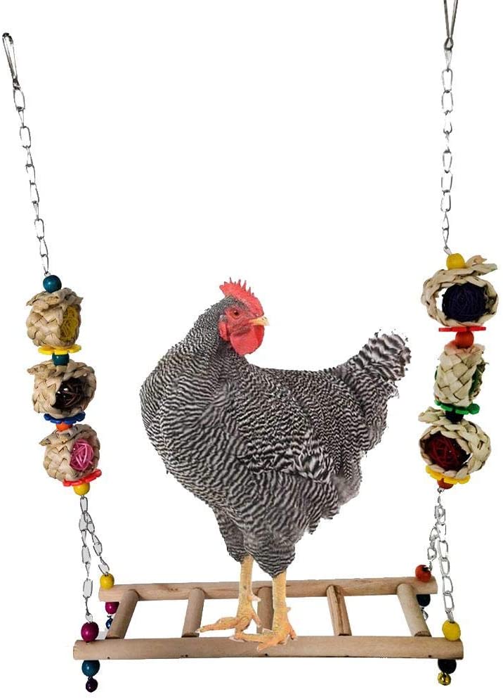  yingmu Columpio De Pollo Juguetes De Pollo Coloridos De Madera con Campanas para Gallinas Entrenamiento De Loro De Pájaro Entrenamiento De Loro De Pájaro Grande 