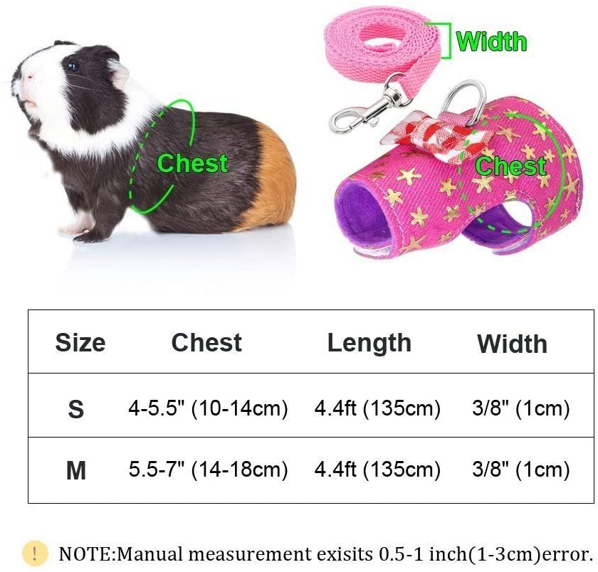  YiniKape Raya, pequeño al Aire Libre Acepta arnés de Chaleco y la Correa Conjunto con la Correa del Pecho del Bowknot Linda decoración para arnés Rata Ferret Ardilla hámster Accesorio de la Ropa 