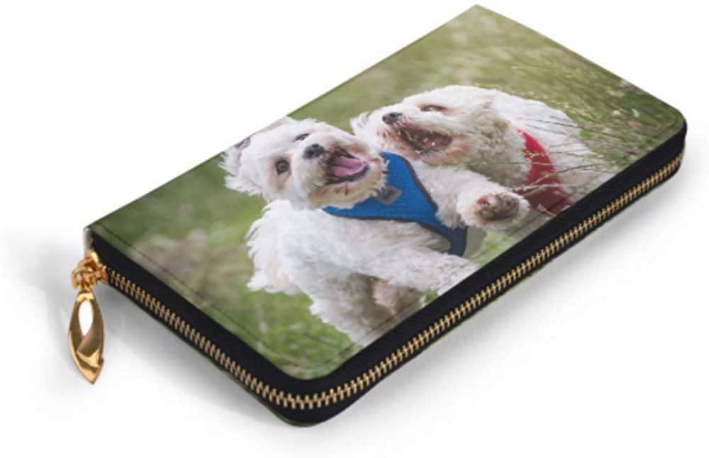  YUXB Bolso de moda Cartera con cremallera Happy Dogs Teléfono Cartera de embrague Cartera de noche Bloqueo Cartera de cuero Organizador de múltiples tarjetas 