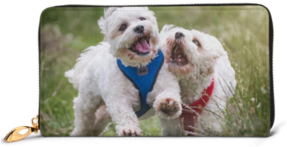  YUXB Bolso de moda Cartera con cremallera Happy Dogs Teléfono Cartera de embrague Cartera de noche Bloqueo Cartera de cuero Organizador de múltiples tarjetas 