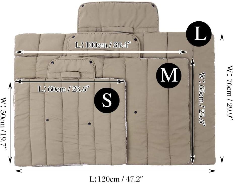  Z-NING Perros Plegables Mascotas Estera para Viajes al Aire Libre Gato Cama para Perros Cachorro Suave y cálida Alfombra de Viaje Gruesa para Perro Gato   Cojín fácil , Caqui, M 