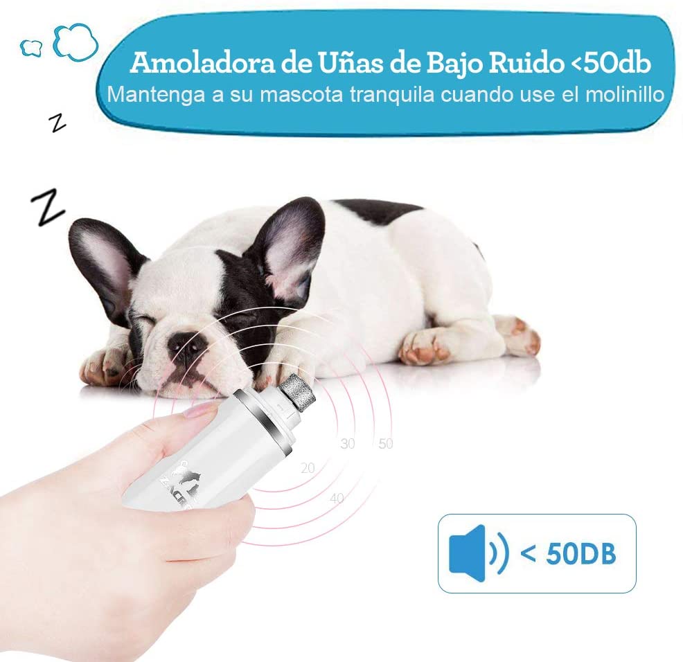  Zacro de Uñas Eléctrico para Mascotas Set, Recortadores Profesionales para Perros y Gatos,50 db Super Silencioso y Profesional de 2 Velocidades Recargable Cortauñas Perros. 