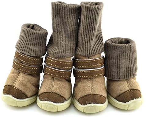  Zapatos Gruesa Piel del Animal doméstico Pequeño Perros Calientes del Invierno de la Nieve Botas para Peluche caniche café/Rosa púrpura Negro / 