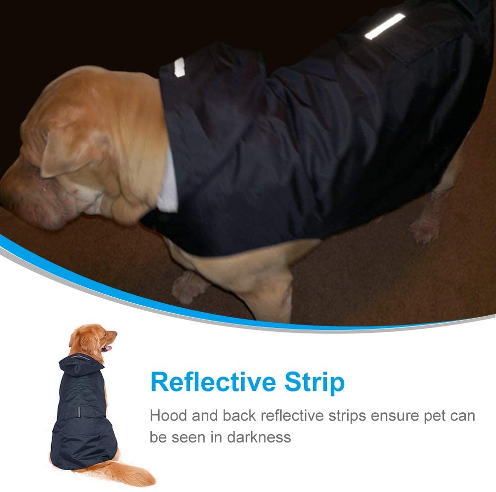  Zellar Impermeable para Perros con Capucha y Collar Agujero y Tiras reflectoras seguras, Ultra-Light Transpirable Impermeable 100% Chaqueta para Lluvia medianos Perro de Raza Grande 