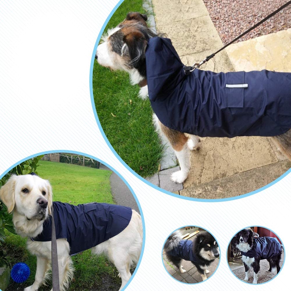  Zellar Impermeable para Perros con Capucha y Collar Agujero y Tiras reflectoras seguras, Ultra-Light Transpirable Impermeable 100% Chaqueta para Lluvia medianos Perro de Raza Grande 