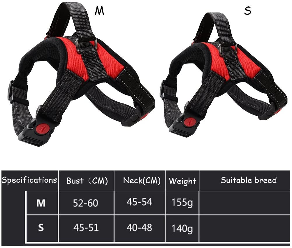  Zhiye Arnés Ajustable sin tirones para Perro Suave Acolchado para Caminar Entrenamiento Asistencia Pecho Rojo, Rojo, Small 