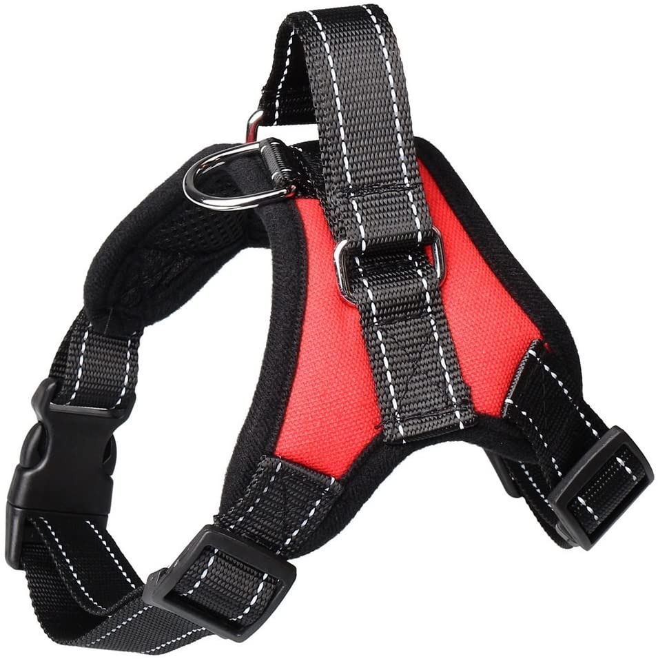  Zhiye Arnés Ajustable sin tirones para Perro Suave Acolchado para Caminar Entrenamiento Asistencia Pecho Rojo, Rojo, Small 