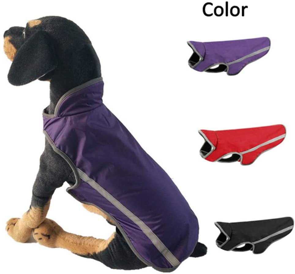  Zhyaj Impermeable para Perros con Collar Agujero Y Tiras Reflectoras Seguras, Ultra-Light Transpirable 100% Impermeable Chaqueta para Lluvia 