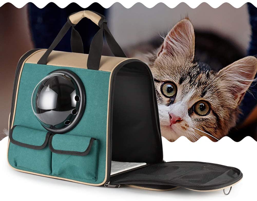  ZISITA Pet Mochila Porta para Gatos Pequeños Perros Cachorros Carry Conejito, Mascota Bolsa con Ventilado De Diseño, Cortinas A Prueba De Sol, Entrada Doble Cara, Ventana del Cabezal,Azul 