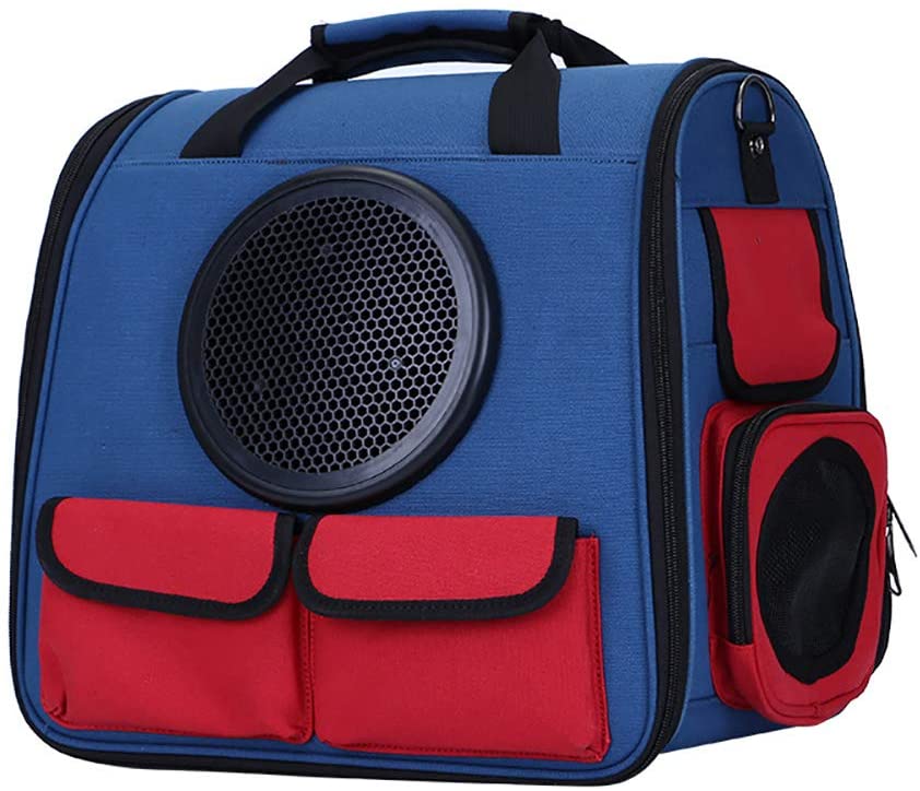  ZISITA Pet Mochila Porta para Gatos Pequeños Perros Cachorros Carry Conejito, Mascota Bolsa con Ventilado De Diseño, Cortinas A Prueba De Sol, Entrada Doble Cara, Ventana del Cabezal,Azul 