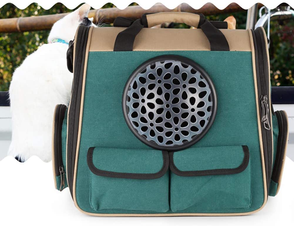  ZISITA Pet Mochila Porta para Gatos Pequeños Perros Cachorros Carry Conejito, Mascota Bolsa con Ventilado De Diseño, Cortinas A Prueba De Sol, Entrada Doble Cara, Ventana del Cabezal,Verde 