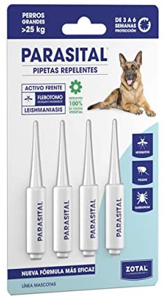  Zotal Parasital Blíster con 4 Pipetas de 5 ml para Perros Grandes - Total: 20 ml 