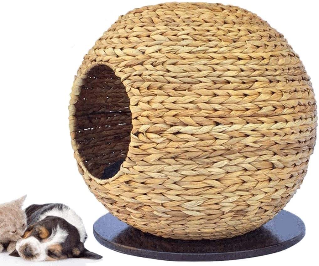  ZWH-Cama para Mascotas Casa de Mascotas de ratán Hecha a Mano Caseta de Gato Perrera Extraíble y Lavable Pequeño Perro Mordedura Estaciones Nido Mano de Obra Exquisita (Color : A) 