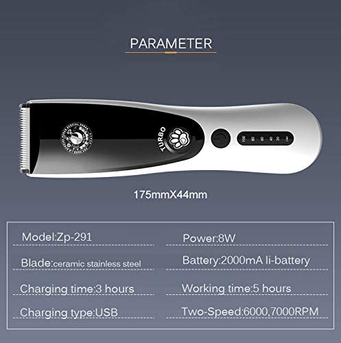  zxy cortapelos para Mascotas Recargable eléctrico Pet Clipper Kit inalámbrico de Pelo para Mascotas Trimmer Kit de bajo Ruido Cat Hair Shaver 