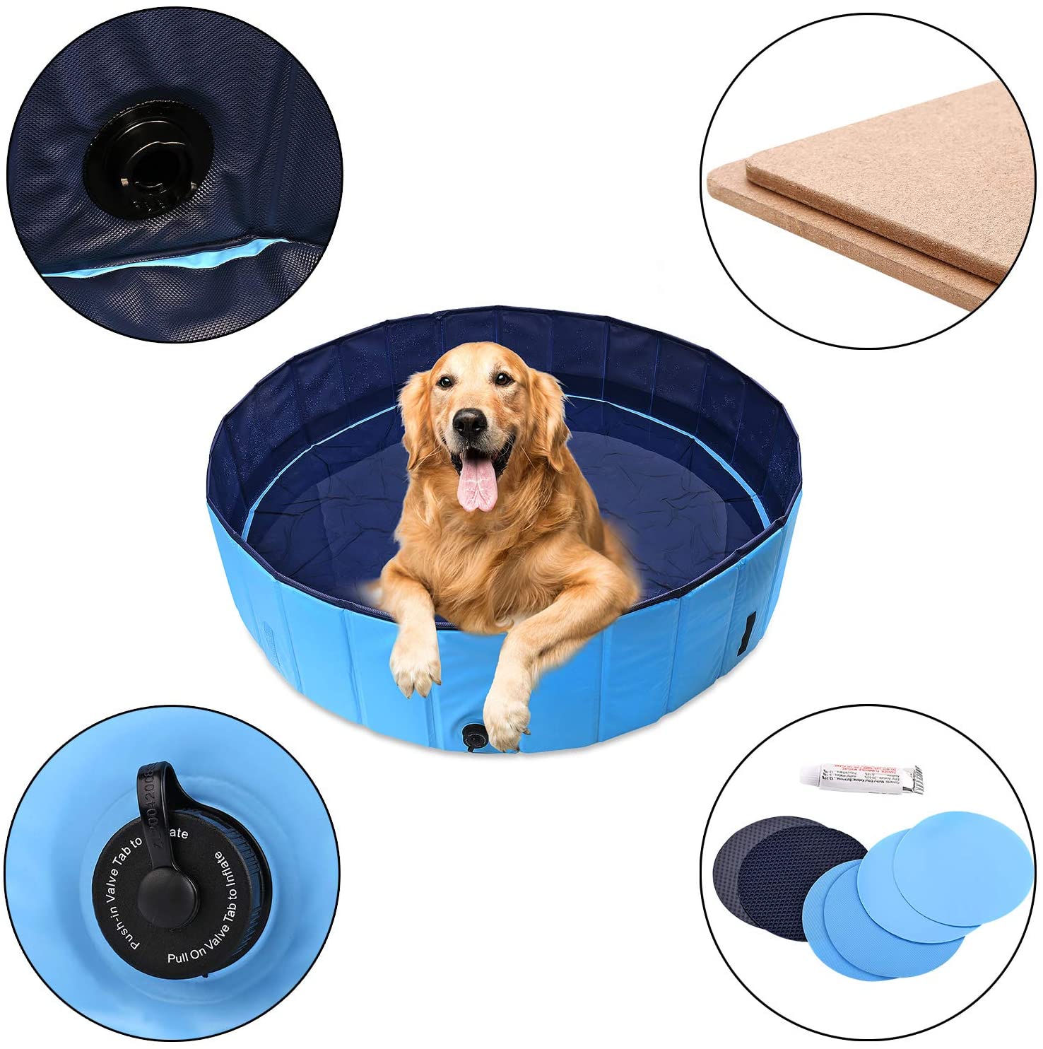  120x30cm Piscina de Baño Ducha Plegable para Mascota Bañera Portátil Perro/Gato Animales Azul Perros Diametro 120cm y Altura 30cm Natacion Mascotas 