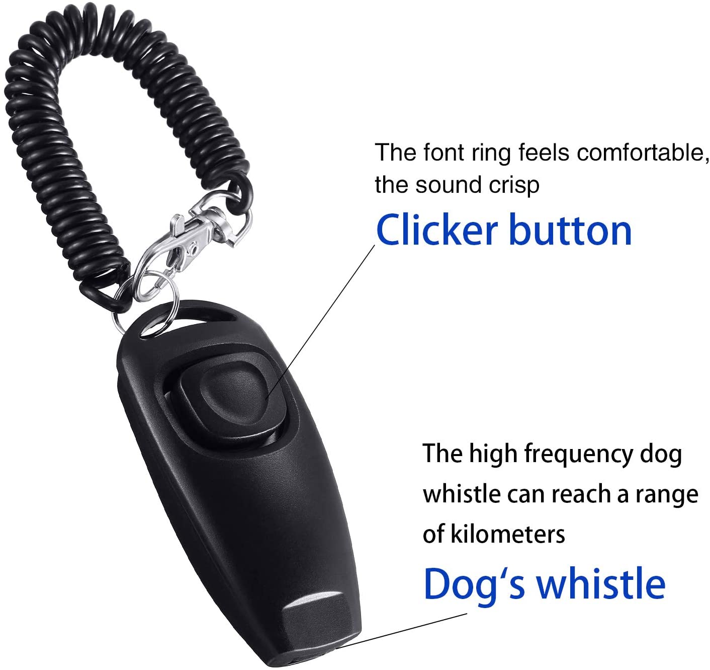  2 Pack de Clicker de Perro Silbato de Perro a Detener Ladrar Clicker de Adiestramiento de Perro de Perro 2 en 1 Herramientas de Adiestramiento de Nueva Actualización con Correa de Silbato (Negro) 