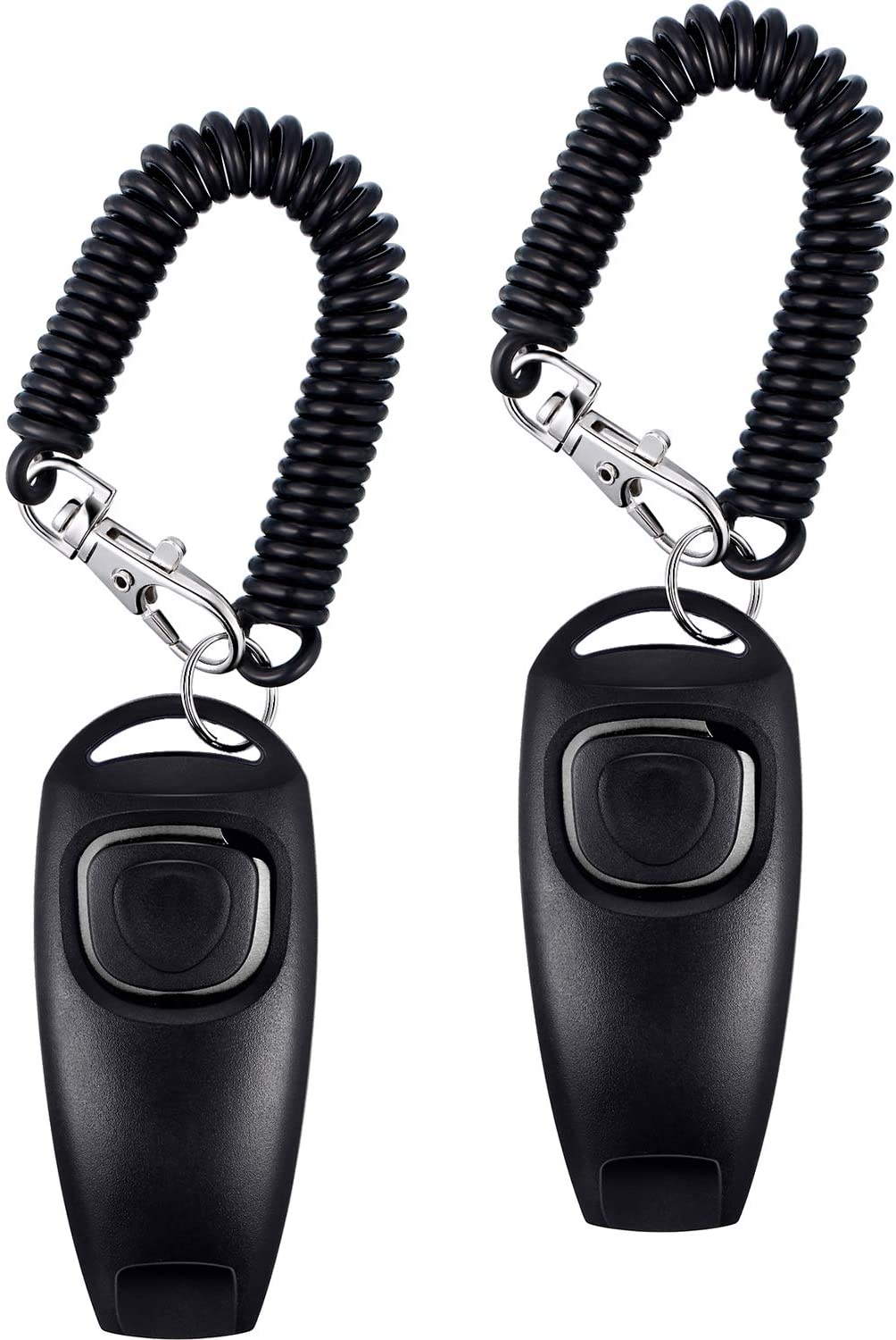  2 Pack de Clicker de Perro Silbato de Perro a Detener Ladrar Clicker de Adiestramiento de Perro de Perro 2 en 1 Herramientas de Adiestramiento de Nueva Actualización con Correa de Silbato (Negro) 