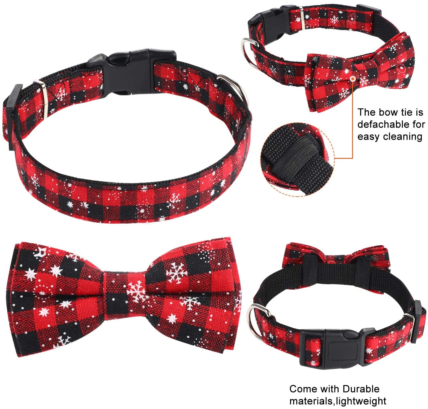  3 Piezas Kit de Disfraz de Mascota Navideña, Incluye Suéter Tejido de Navidad Reno Mascota Gato Perro, Gorro de Mascota y Collar Corbata de Copo de Nieve de Mascota 