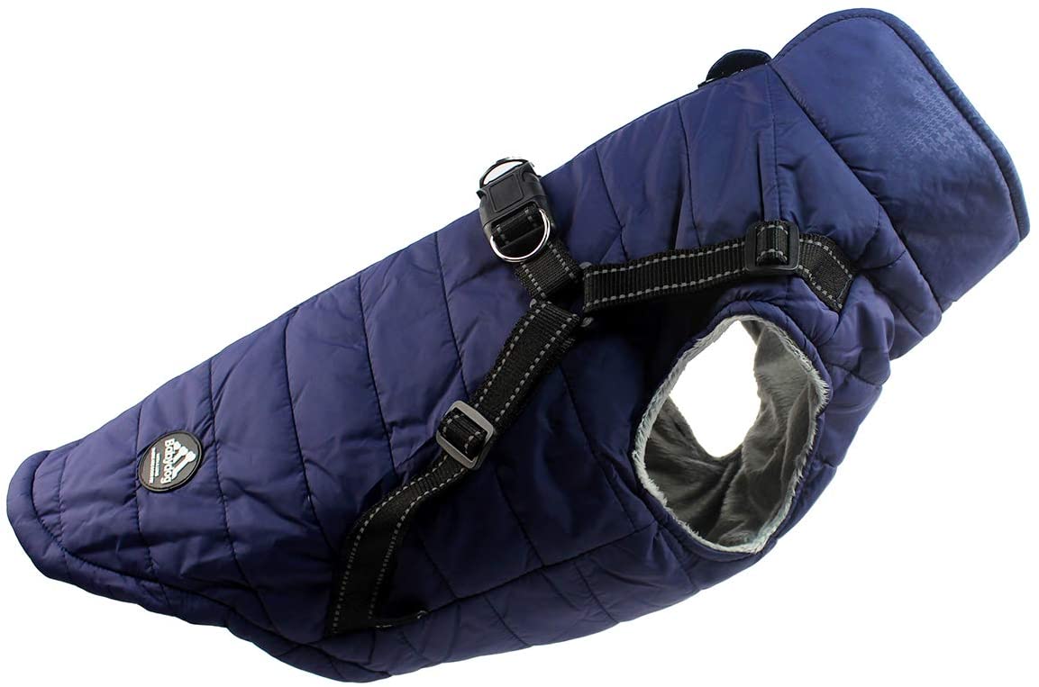  Abrigo Chaqueta para Perro, Caliente para Mascotas, Chaqueta Chubasquero Impermeable de Invierno, Cazadora Perro con Forro Polar, Ropa para Perro. (8L, Gris) 