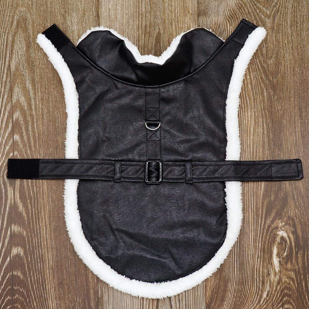  Abrigo De Perro Jerséis Para Perros Ropa Para Perros Mascota Chaqueta Para Perros Cálida De Invierno Abrigo De Cuero Impermeable Para Cachorros Ropa Para Mascotas Bulldog Francés Chihuahua-Negro_ 