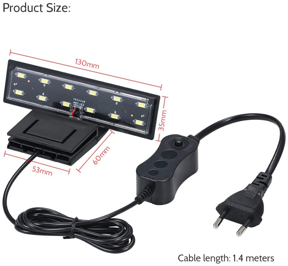  AC220V 5W 12 LED Aquarium Light Fish Jar Lámpara Luz blanca Portátil 