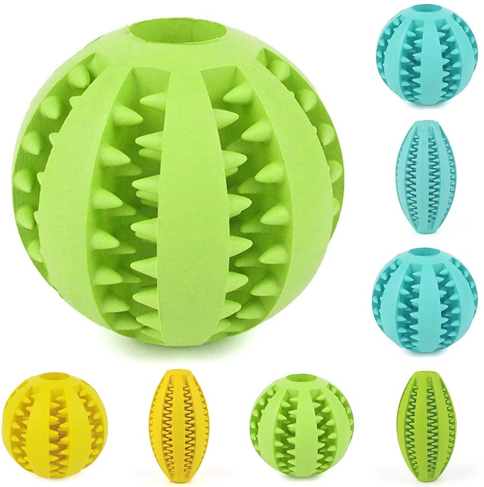  Accesorios para perro, juguete de dentición para perros y cachorros, juguete para masticar, dispensador de comida chirriante, pelota de fugas, amarillo Rojo-L 