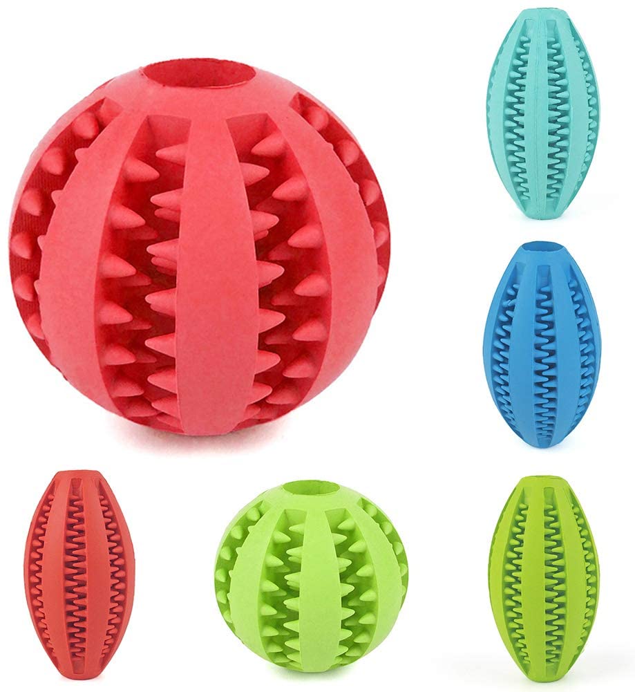  Accesorios para perro, juguete de dentición para perros y cachorros, juguete para masticar, dispensador de comida chirriante, pelota de fugas, amarillo Rojo-L 