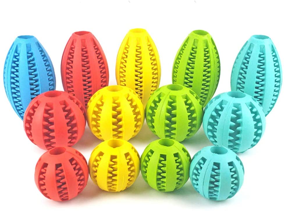  Accesorios para perro, juguete de dentición para perros y cachorros, juguete para masticar, dispensador de comida chirriante, pelota de fugas, amarillo Rojo-L 