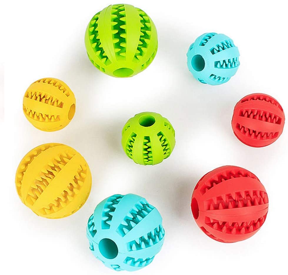  Accesorios para perro, juguete de dentición para perros y cachorros, juguete para masticar, dispensador de comida chirriante, pelota de fugas, amarillo Rojo-L 