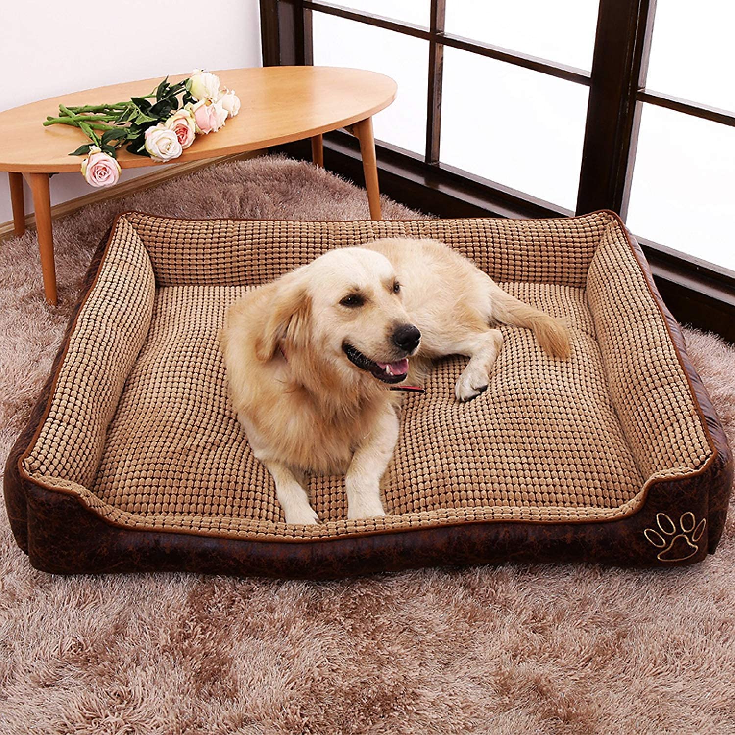  AcornPets B6. Cama para perros suave y supercálida, tamaño grande, para cachorros, gatos, mascotas, con cómodo forro de polar. 