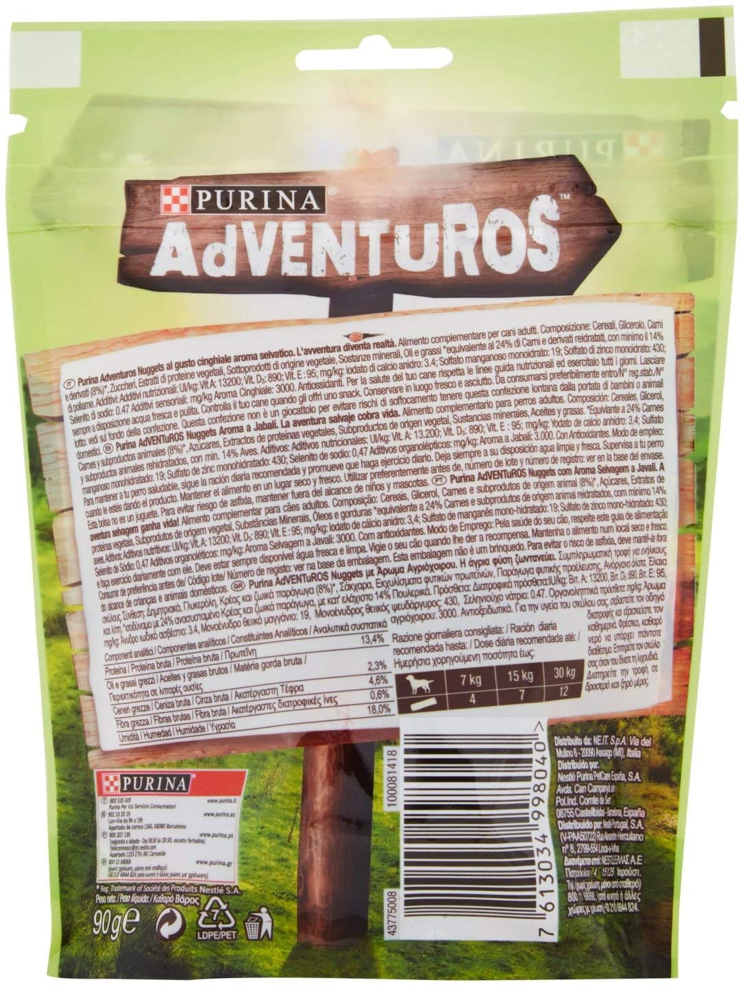  Adventuros - Nuggets Snack Perro Aroma a Jabalí, 90 g 