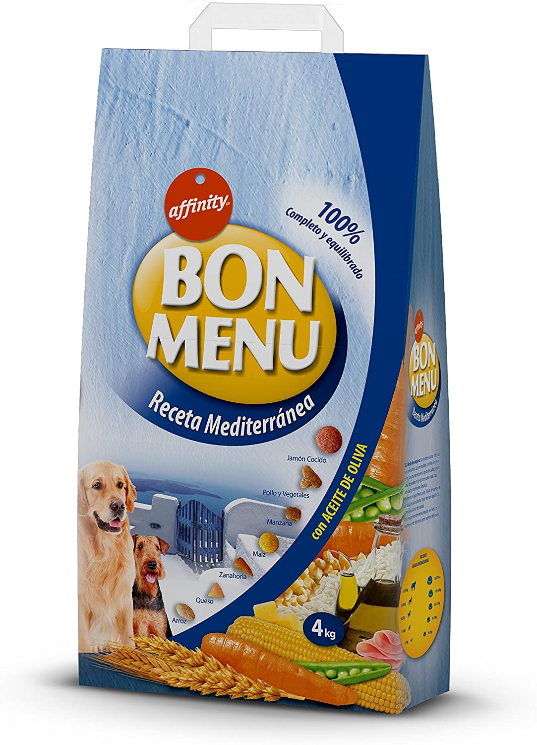  affinity Bon Menu - Receta Mediterránea - Alimento Completo para Perros Adultos - 4 Kg 