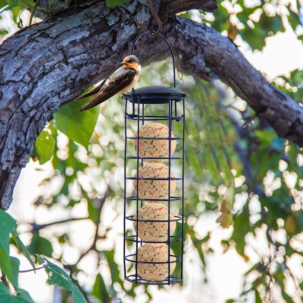  Alimentador de pájaros Para colgar acero inoxidable, albóndigas de comedero para pájaros Bola de grasa Alimentador de pájaros al aire libre Dispensador de alimento para pájaros salvajes pequeños 