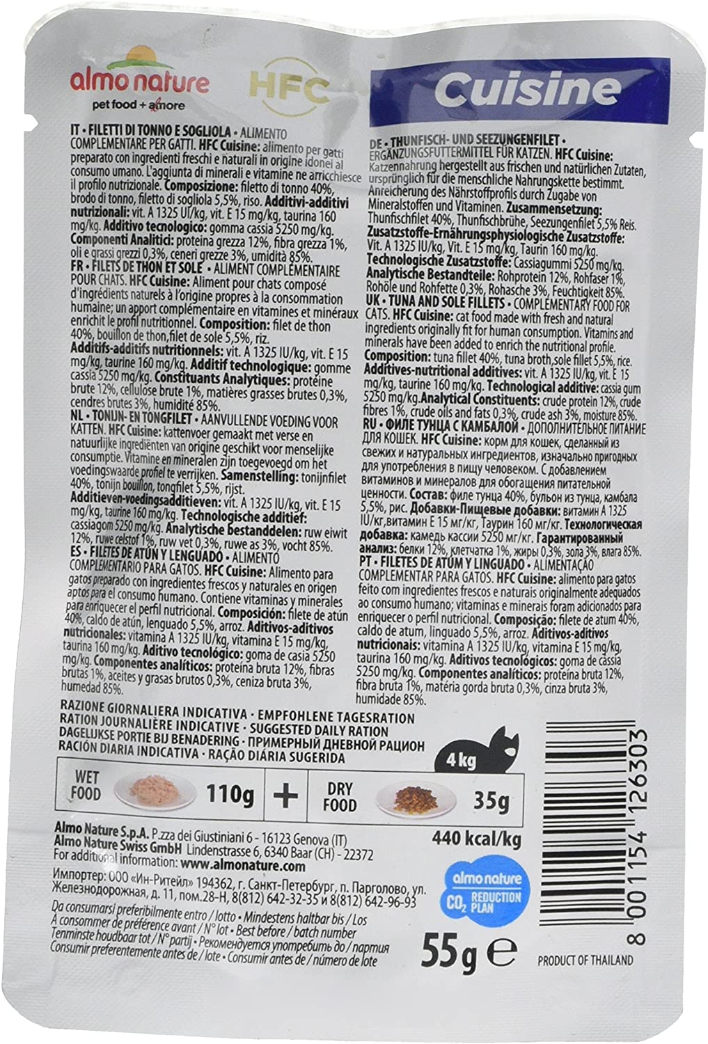  almo nature Cat HFC Cuisine Filete de Atún y Lenguado, 55 g, Pack of 24 