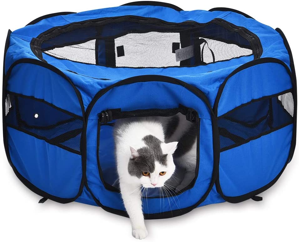  AmazonBasics – Corral para mascotas suave y transportable, 89 cm, Azul 