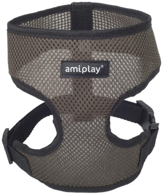  amiplay Arnés antiescape para perros «Scout Air» | arnés blando para perros | Arnés | Regulable | Deja pasar el aire, Color:Caqui, Talla:L | max 39 [c] x 45-60 [d] cm 