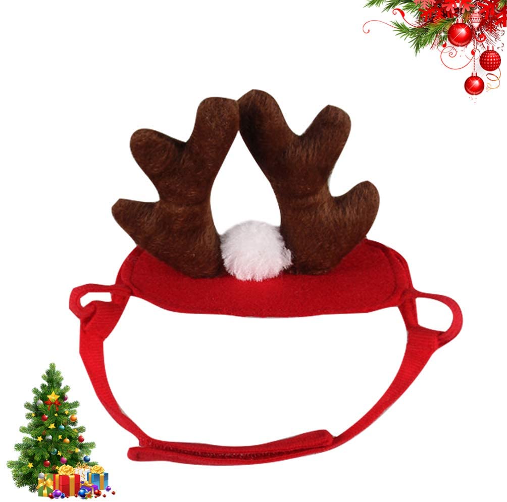  Amosfun cornamentas de renos para mascotas diadema perro banda para el cabello de navidad sombreros para perro gato favores de fiesta de navidad accesorios de vestuario rojo 