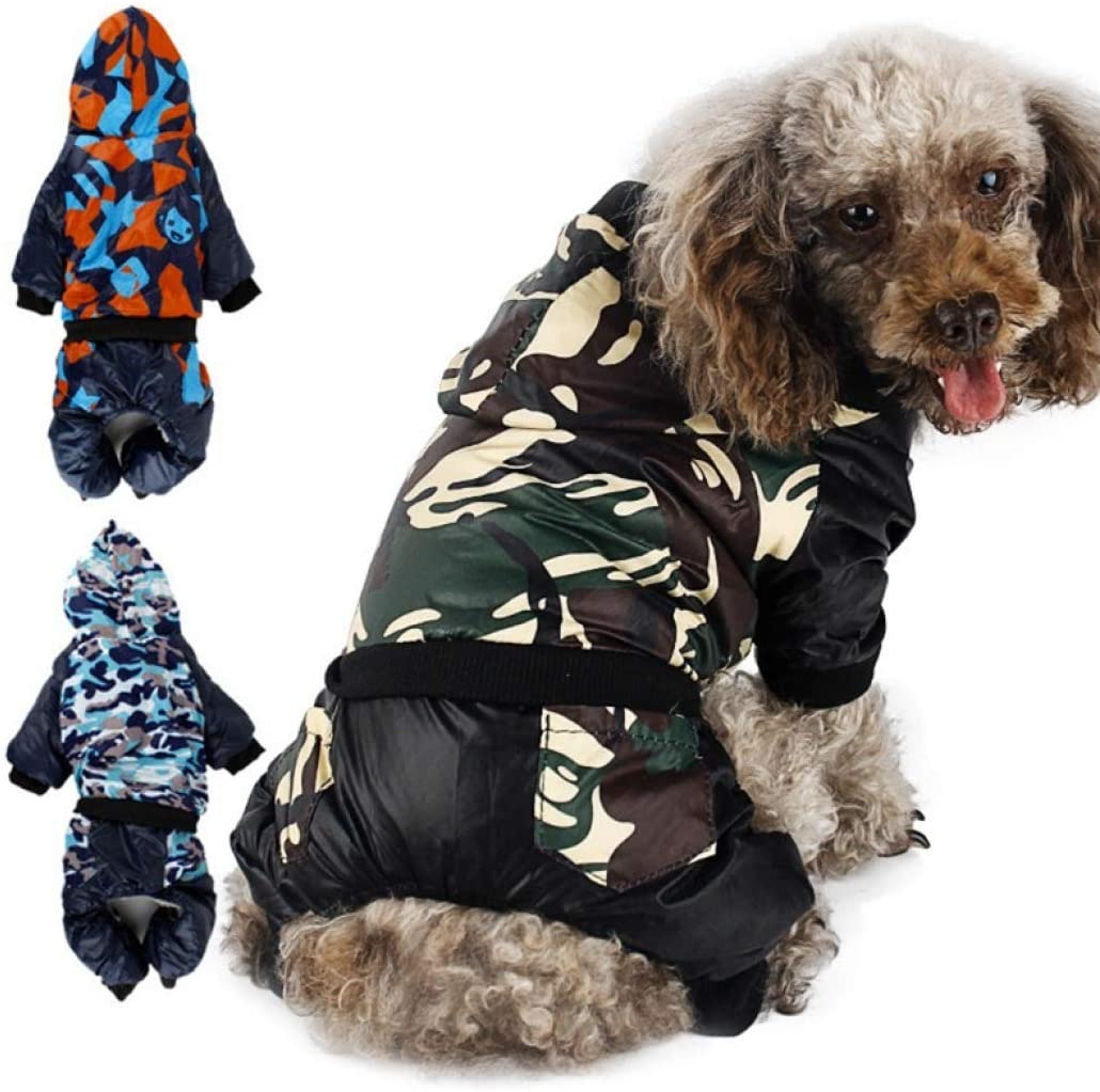  AMURAO Impermeable Ropa para Mascotas Espesamiento Chaqueta de Abrigo de Perro de Camuflaje cálido para Chihuahua Pequeños Perros Grandes 