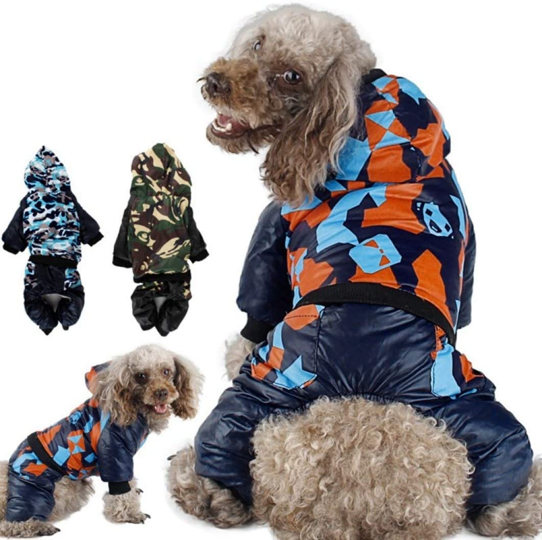  AMURAO Impermeable Ropa para Mascotas Espesamiento Chaqueta de Abrigo de Perro de Camuflaje cálido para Chihuahua Pequeños Perros Grandes 