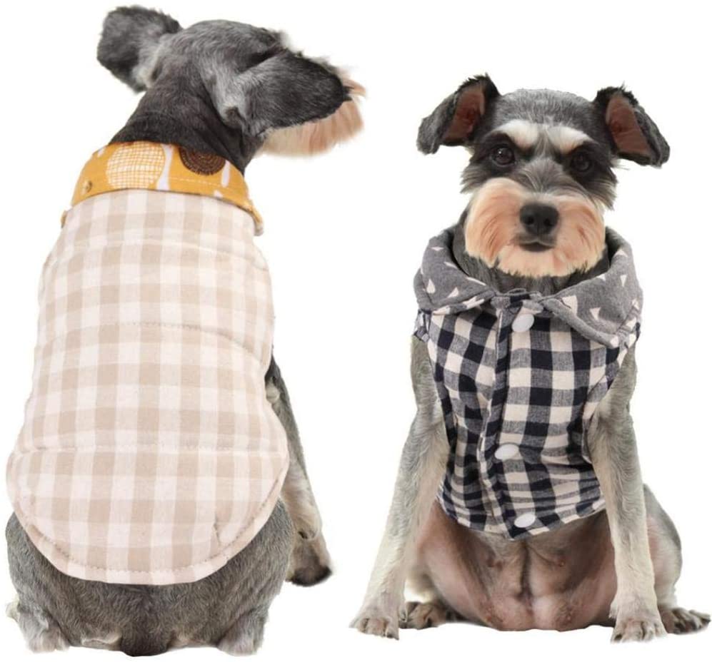  AMURAO Ropa para Mascotas de Invierno Cachorro cálido A Cuadros Chaqueta a Cuadros Sudaderas a Prueba de Viento para Chihuahua Pequeño Perro Mediano 