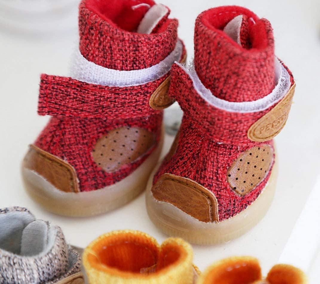  AMURAO Zapatos de Lino para Mascotas Botas de Nieve para Perros cálidas de Invierno Zapatos para Perros Malteses de Yorkie Botines Martin Antideslizantes para Mascotas 