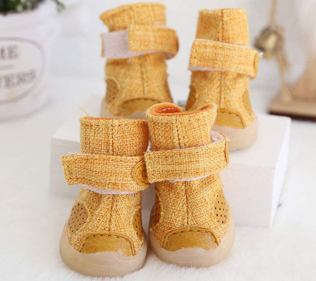  AMURAO Zapatos de Lino para Mascotas Botas de Nieve para Perros cálidas de Invierno Zapatos para Perros Malteses de Yorkie Botines Martin Antideslizantes para Mascotas 