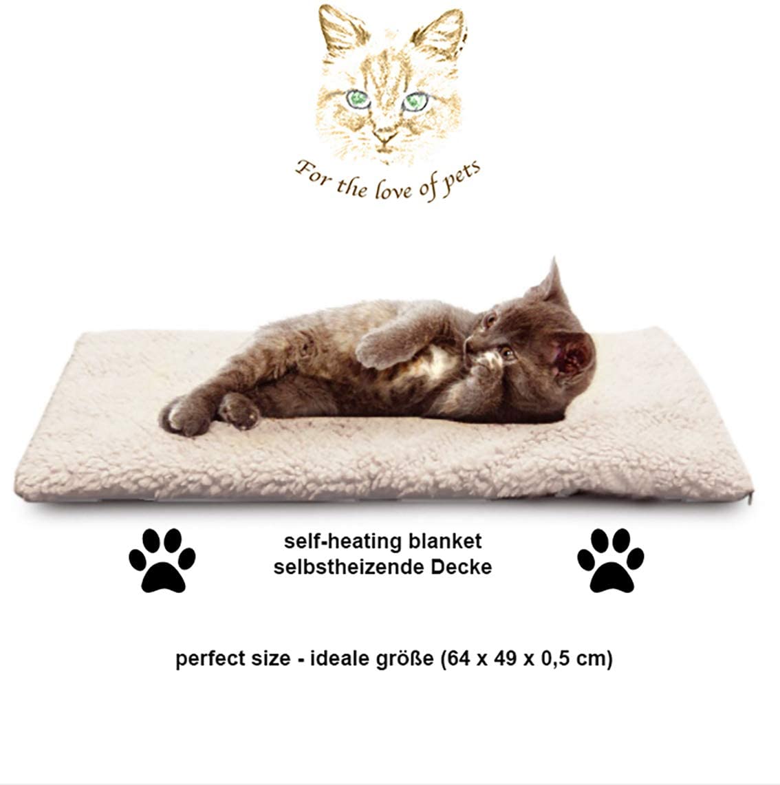  Angel's Pride Manta térmica para Gatos y Perros/autocalentador/Tamaño: 64 x 49 cm/Respetuoso con el Medio Ambiente & Acogedor/Alfombra calefactora 