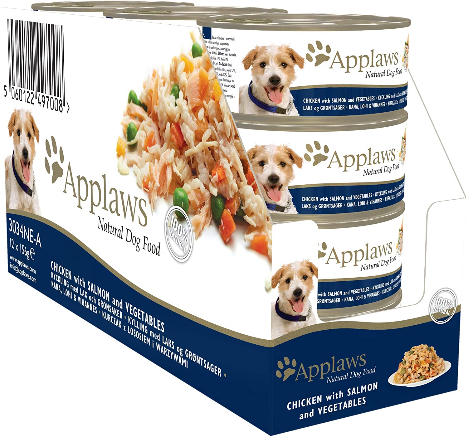  Applaws - Pollo con salmón y verduras comida para perros, 12 x 156g 